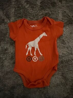 Lrg Orange One-Piece Bodysuit with White Giraffe Graphic